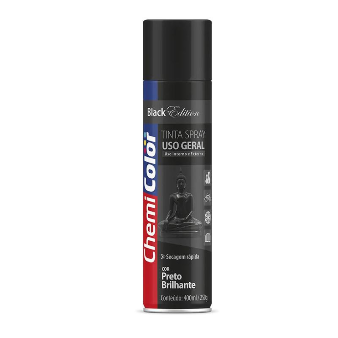TINTA SPRAY PRETO BRILHANTE 400ML CHEMICOLOR/ETANIZ