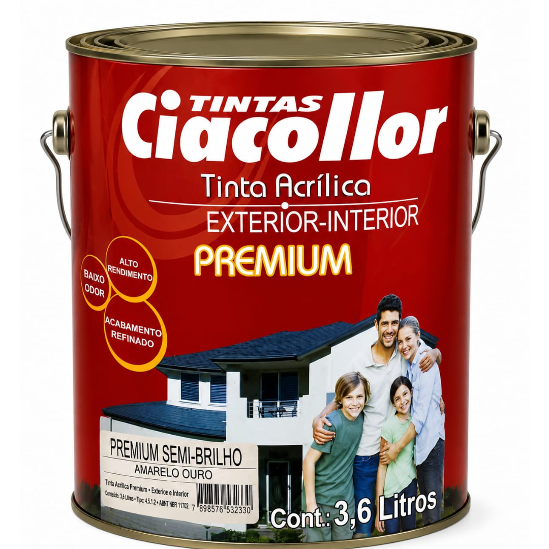 TINTA ACRILICA PREMIUM S/B 3,6 LT AMARELO OURO CIACOLLOR