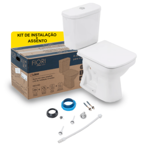 CJ Bacia e Cx Lirio Branco 3/6L C/Assento e Acessórios Fiori