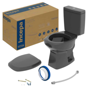 CJ Bacia CX Acopl Thema Preto 3/6L C/Assento Kit Fix